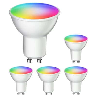 Immagine di ledscom.de 5 pezzi GU10 LED RGB, PAR16, bianco caldo freddo (2900 6200 K), 5,5 W, 473lm, 103, Smart Home, WLAN, Alexa, opaco