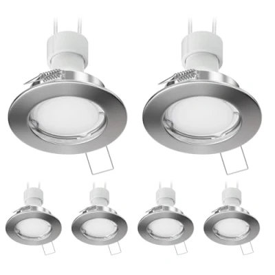 Immagine di ledscom.de 6 faretti da incasso a soffitto FERE cornice cromo opaco GU10 PAR16 LED 4,888W= 4,888W 450lm bianco