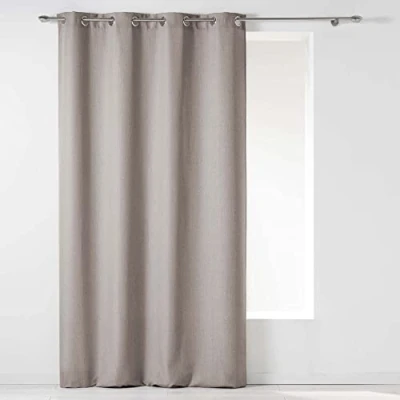 Immagine di douceur d&#039;Intérieur Home Comfort 1605292 Newton Linen Chambray, tenda in poliestere a tinta unita con occhielli, 140 x 260 cm