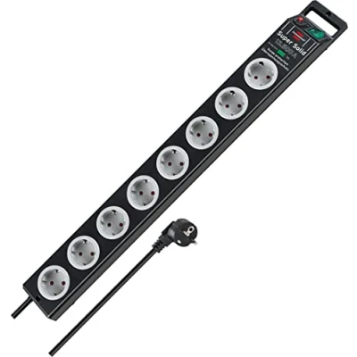 Immagine di BRENNENSTUHL 1153380318 Base múltiple Super Solid negra con protección contra sobretensión (8 tomas)