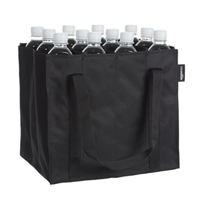 Immagine di Amazon Basics Borsa portabottiglie a 12 scomparti, per bottiglie da 0,75 l, Nero, Solido