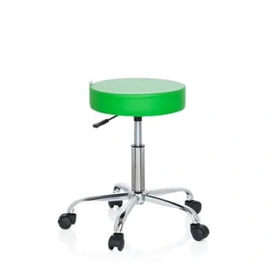 Immagine di HJH Office 729411 Sgabello da ufficio OPERATOR II in similpelle verde regolabile altezza con rotelle