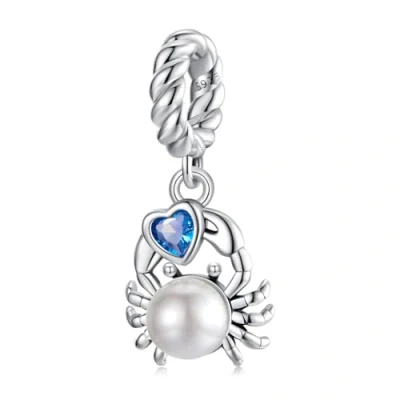 Immagine di Ciondolo a forma di granchio in argento Sterling 925, per braccialetti Pandora, Perla, Perla
