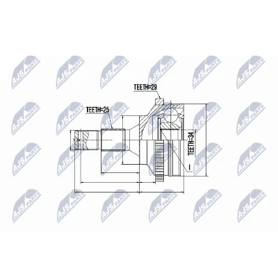 Immagine di NTY NPZ CT 010 Kit Giunto Omocinetico lato ruota TPE (elastomero termoplastico) PEUGEOT: 5008 I, 207 Hatchback, 208 I CITROËN: C4 Picasso 2