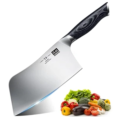 Immagine di SHAN ZU Coltelli da Cucina Giapponese, Coltello Chef Affilato 7 Pollici per Mannaia Verdure Multiuso Cinese in Acciaio Inossidabile ad Alto Tenore di Carbonio con Manico Legno K133