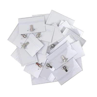 Immagine di Belle Vous Porta Badge Orizzontale Clip (Set da 100) 90x56 mm Tessere in PVC Trasparente Resistente all’Acqua Infermiere, Scuole, Aziende, Conferenze e Visitatori Card Holder