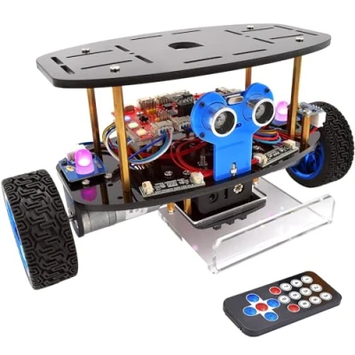 Immagine di Adeept kit auto robot autobilanciante (compatibile con Arduino DIE), di progetti STEM, robotica e ingegneria, set programmazione, tracciamento linea, sensore ad ultrasuoni, telecomando