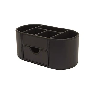 Immagine di OSCO Organizer da scrivania in finta pelle con cassetto, colore: Nero