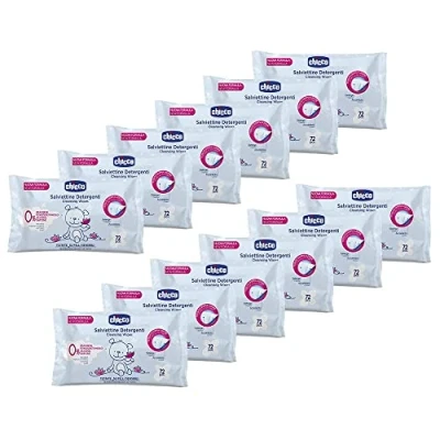 Immagine di Chicco Salviette Neonato Detergenti Multiuso, Senza Alcool, Profumate, Adatte per Pelli Sensibili, Flip Cover, Megapack da 864 Salviette, 12 Confezioni x 72 Salviettine