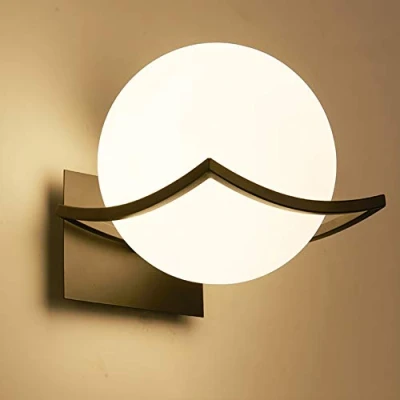 Immagine di KRUIHAN Applique da Parete Interno,Lampada a Paralume Vetro con Portalampada E27,Plafoniere per Soggiorno,Lampada Comodino,Luci Camera Letto,Applique Bagno Parete,Nero