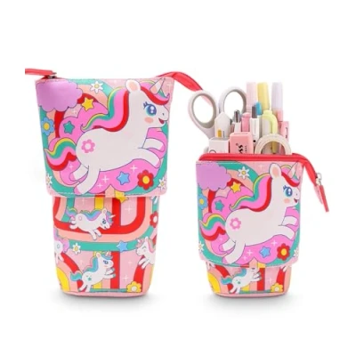 Immagine di Xespis Astuccio Telescopico, Scuola con Zip, Portapenne 2 in 1, Bambina, Cancelleria, per Bambini, Ragazze e Ragazzi (PINK)
