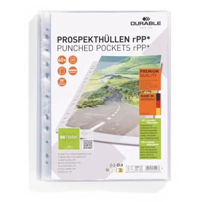Immagine di Busta Durable PREMIUM A4 1 x DIN PP Trasparente 268619 40 pz.