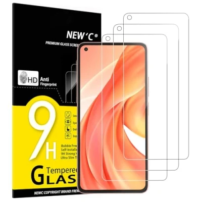 Immagine di NEW&#039;C Set di 3 pellicole proteggi schermo in vetro temperato per Xiaomi Mi 11 Lite/Mi Lite 5G, anti graffio, ultra resistente (0,33 mm HD trasparente), durezza 9H Glass