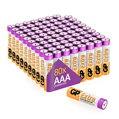 Immagine di Batterie AAA Set da 80 GP Extra Pile Stilo Alcaline 1,5V / LR03 Lunga Durata