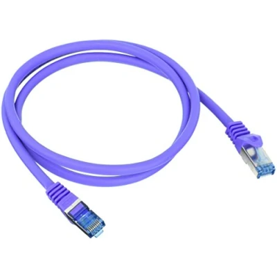 Immagine di LogiLink CQ303VS RJ45 cavo di rete, patch CAT 6A S/FTP 1.00 m Violetto Ritardante fiamma, Privo alogeni, con protezione 1 pz.
