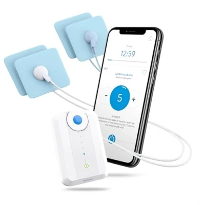 Immagine di Bluetens BLT02 Complete Set con dispositivo stimolatore muscolare elettronico (40x60 mm, 25 g, Lithium Ion (Li Ion), 3.7 V, 100 V), Blu/Bianco