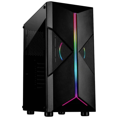 Immagine di Inter Tech IT 3306 Cavy Midi RGB Tower PC Case da gioco Nero finestra laterale, filtro per la polvere, illuminazione integrata