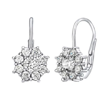 Immagine di SILVEGO Orecchini da donna in argento sterling 925, motivo floreale non dimenticata, con zirconi Swarovski, Argento, zirconia cubica