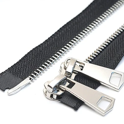 Immagine di ByaHoGa 60 cm #5 separare cerniere lampo metallo Chiusure a due vie divisibile per Jacket cucire cappotti giacca (TW Argento)