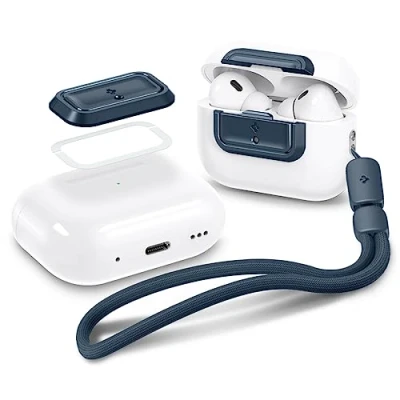 Immagine di Spigen Lock Fit M [EZ FIT], Clip protettiva con Chiusura Sicura, Compatibile Cuffie, AirPods Pro 2 (2023/2022) / (2019) e cinturino Metal Slate