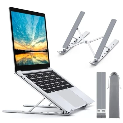 Immagine di Babacom Supporto PC Portatile, 6 Levels Regolabile Raffreddamento Laptop, Alluminio Ventilato, Leggero Vassoi di Appoggio per portatili Compatibile con MacBook PRO Air, 10 15,6 Laptop