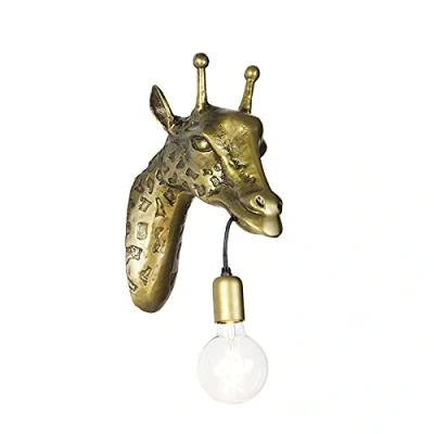 Immagine di Qazqa wl animal Appliques rustico 1 luce L 140 mm Oro/Ottone Soggiorno I Camera da letto Sala Pranzo Cucina