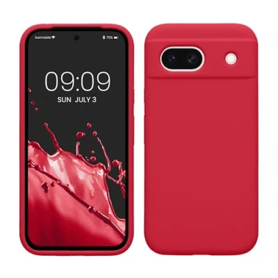 Immagine di kwmobile Cover per Google Pixel 8a Custodia Back Case Smartphone in Silicone TPU Protezione Gommata rosso melograno