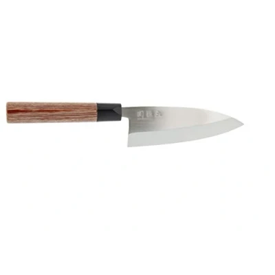 Immagine di KAI Seki Magoroku Redwood Deba 15,5 cm lunghezza lama acciaio inossidabile 1K6 con 57 (±1) HRC lucidata a specchio legno Pakkawood rosso fatto mano in Giappone