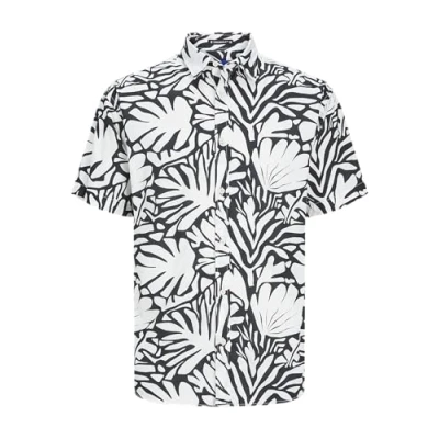 Immagine di JACK&amp;JONES JUNIOR Jorjoshua Aruba Shirt SS Jnr Camicia a Maniche Corte, Cloud Dancer/AOP: Astratto, 14 Anni Bambini e Ragazzi