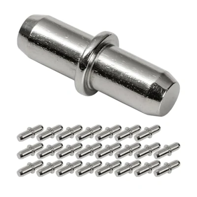 Immagine di Supporto Mensola D5, 24 pz, Reggimensole per Fori Ø 5 mm, Ogni Tipo di Mensole, in Metallo, Antiruggine, Accessori Ripiani, Supporti Mensole e Mobili, Perni pins