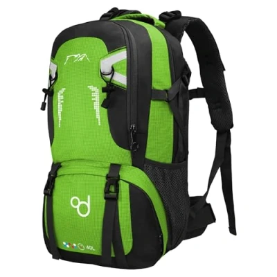 Immagine di OcioDual Zaino 40L, Verde, Borsa da Viaggio Resistente all&#039;Acqua con Svariati Compartimenti, Cerniere, Manici Imbottiti e Cinghie di Sicurezza Regolabili per Hiking, Trekking