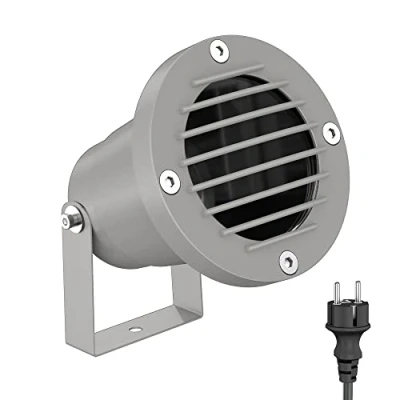 Immagine di ledscom.de Faretto da giardino DUK, griglia per esterni, IP65, spina, grigio, 1x GU10 max 15W