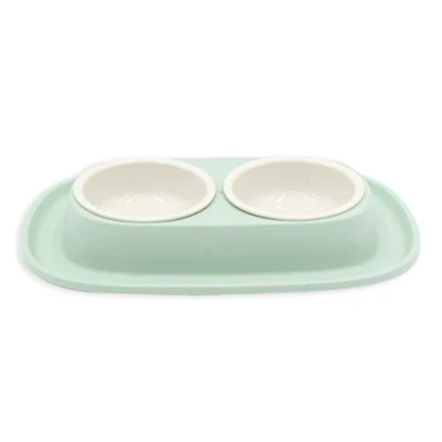 Immagine di Aimé 901037 Ciotola per Cani e Gatti con Due Piatti Removibili Base Antiscivolo ed Antiversamento 2 x 230 ml