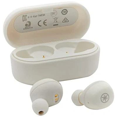 Immagine di Yamaha TW E3A Cuffie In Ear True Wireless Bluetooth, Auricolari con Microfono Integrato, 6h di Autonomia 1 sola Ricarica, Impermeabili IPX5, Custodia Bianco