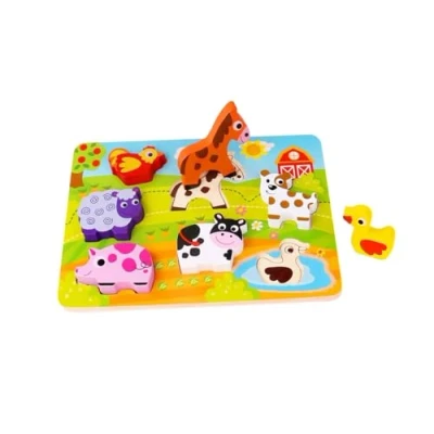 Immagine di Andreu Toys 921 TKC479 Tooky Toy Chunky Puzzle Farm EA Wooden 8pcs, Multicolor, 29.5 x 21 1.7 cm