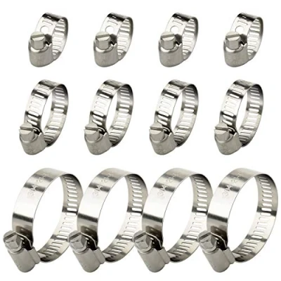 Immagine di Fascette stringitubo regolabili in acciaio inossidabile Tubi flessibili di trascinamento stringitubo, confezione da 12 (10 16 mm ， 25 21 44 mm)