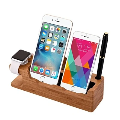 Immagine di Apple Watch Stand, XPhonew bambù Legno Multifunzione caricabatteria Supporto di Ricarica Dock/Stazione/Culla/Supporto per iPhone XS Max XR X 8 7 6 6S Plus 2 3 4 / iWatch 38mm e 42mm