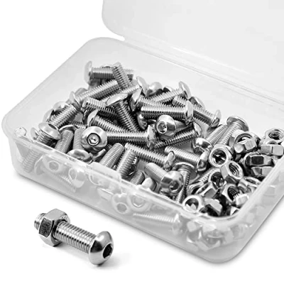 Immagine di (50 Set) M5 x 16mm Kit di Viti Bulloni a Brugola e Dadi in Acciaio Inox 304,Vite testa Bottone cilindrica con esagono incassato