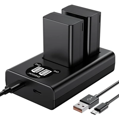 Immagine di ENEGON EN EL25 EL25A Batteria Ricaricabile 1600mAh(2 Pack),Kit Caricabatterie Doppio Smart LED per Nikon Z Series,Z50, Z30, 50, FC, EL25,EN EL25A,4241 e MH 32 Fotocamera Digitale