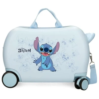 Immagine di Joumma Bags Disney Happy Stitch Valigie da Cabina, Set valigie, realizzato in ABS, materiale resistente e leggero, chiusura a combinazione laterale, Felice, Valigia per bambini