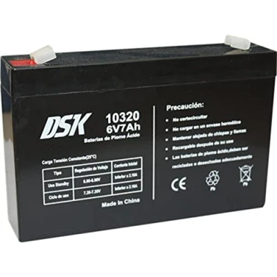 Immagine di DSK 10320 Batteria al piombo AGM ricaricabile sigillata 6V 7Ah. Ideale per auto e moto elettriche bambini, scooter, sistemi UPS, di sicurezza.