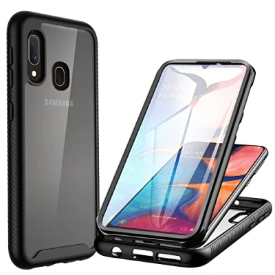 Immagine di CENHUFO Cover Samsung A20e, Custodia A20e Antiurto 360 Gradi con Protezione Schermo Integrata Rugged Trasparente Case Doppia Faccia Bumper Fronte Retro per Galaxy Nero