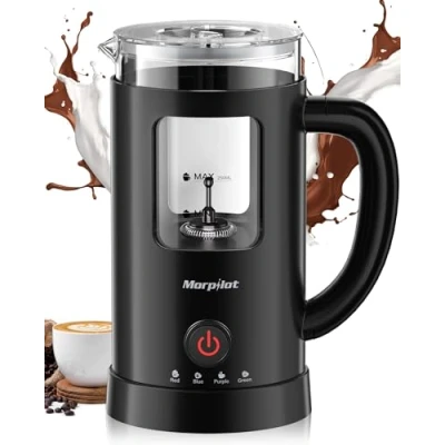 Immagine di Montalatte Elettrico, Morpilot Milk Frother 4 in 1, 550 W 600 ML, Design Latte, Vetro di Visualizzazione, Facile da Pulire, Spegnimento Automatico Nero