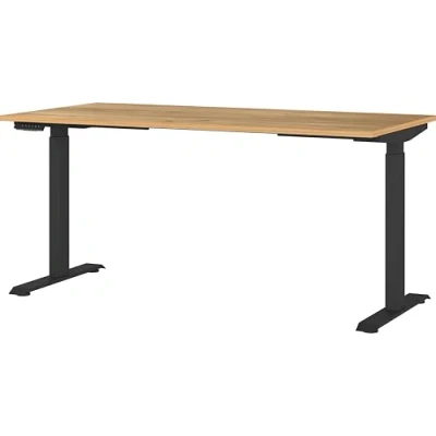 Immagine di Germania Scrivania 7908 593, in Rovere di Navarra repro/Nero, tel. regolabile altezza, 160 x 120 80 cm (LxAxP)