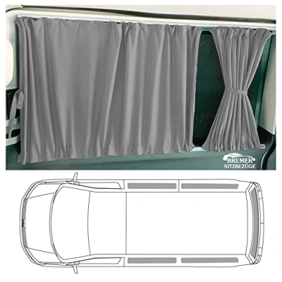 Immagine di BREMER SITZBEZÜGE Tenda parasole compatibile con VW T4 Multivan Caravelle 1990 2003, colore grigio, accessori per campeggio, camper, set di tende AMZ