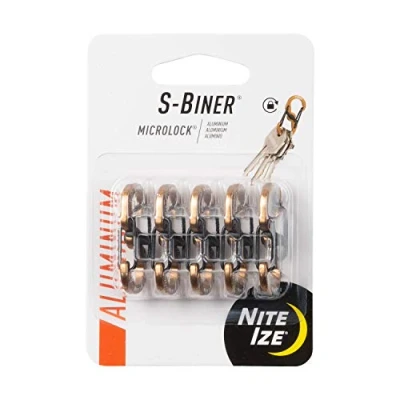 Immagine di Nite Ize LSBMA 29BG 5R7 S Biner MicroLock, porta chiavi di blocco, in alluminio, confezione da 5, coyote