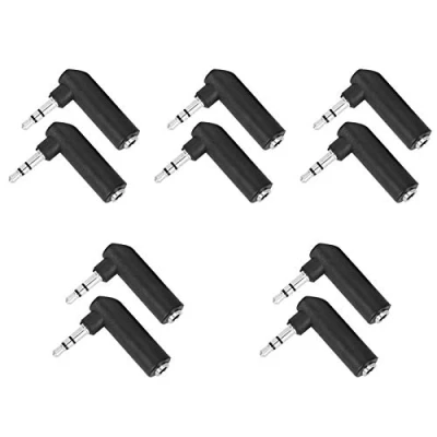Immagine di Adattatore Audio 10 Pezzi, per Cuffie Jack Stereo 90 Gradi 3,5 mm Maschio a Femmina Connettore Auricolare