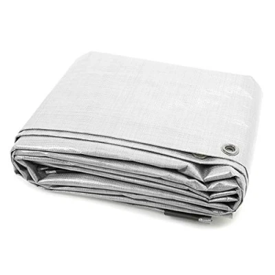 Immagine di jarolift Telone Occhiellato Impermeabile, Telo di Copertura Multiuso in Polietilene 90 g/m², Resistente, 3 x 5 m, Bianco