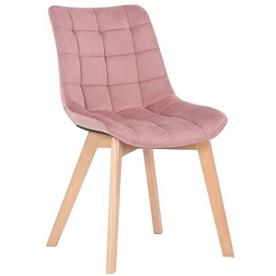 Immagine di CLP Sedia Da Pranzo In Velluto Passaic I Imbottita E Trapuntata Comfort, Colore:rosa