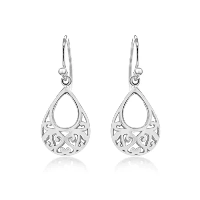 Immagine di Tuscany Silver Orecchini da Donna Pendenti a Goccia con Aperto in Filigrana Argento Sterling (925) 12.5 mm x 29.3